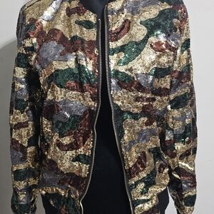 Sequin Camo Bomber Jacket